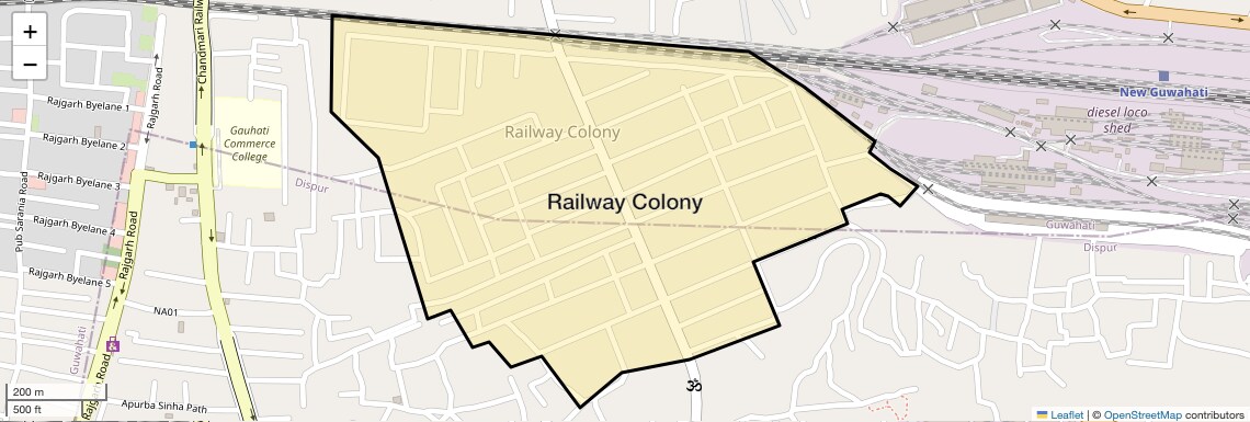 Location Map of Railway Colony, Guwahati