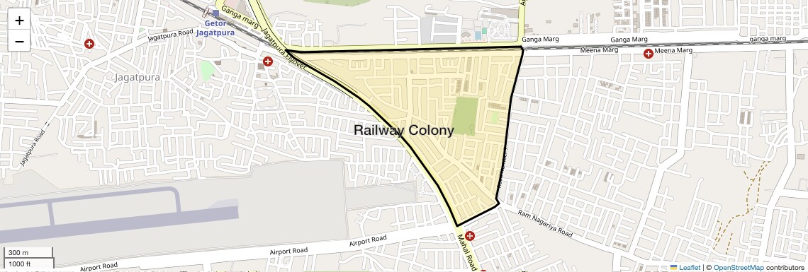 Location Map of Railway Colony, Jaipur