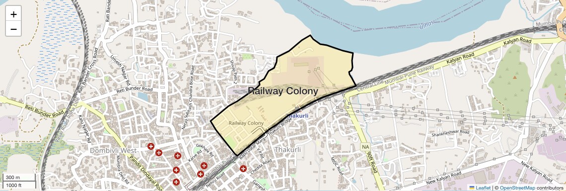 Location Map of Railway Colony, Thane