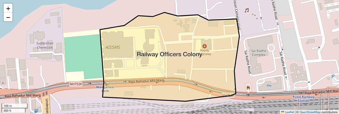 Location Map of Railway Officers Colony, Pune