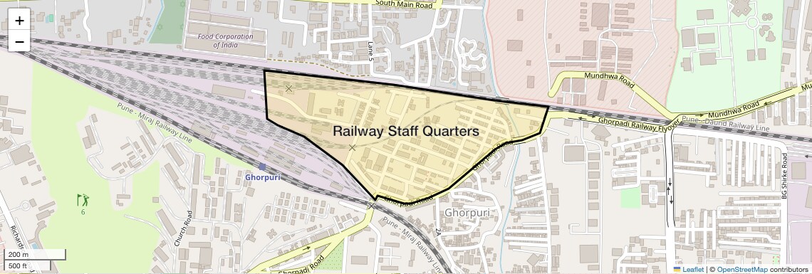 Location Map of Railway Staff Quarters, Pune