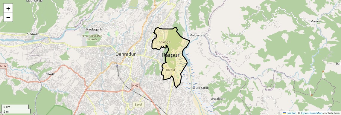 Location Map of Raipur, Dehradun