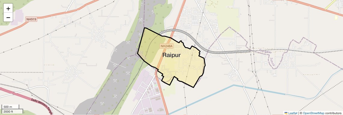 Location Map of Raipur, Gurgaon
