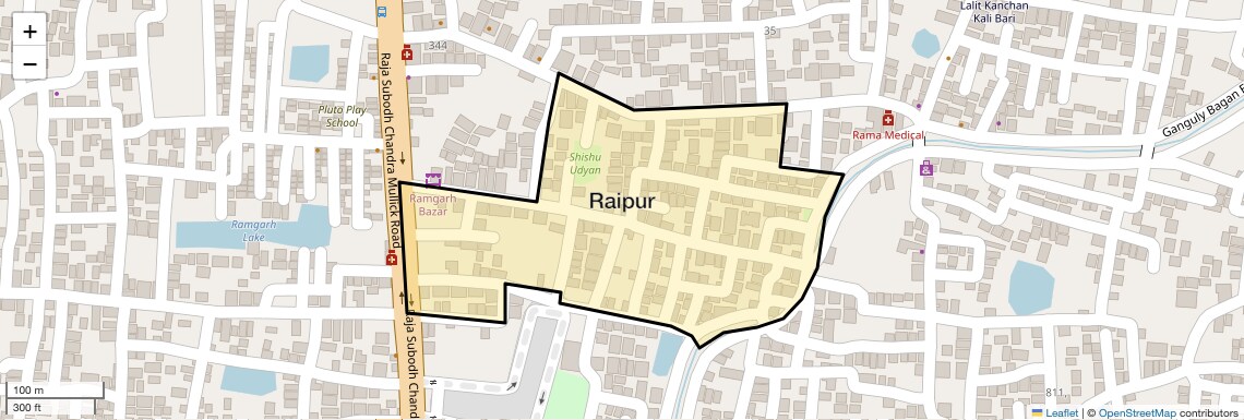 Location Map of Raipur, Kolkata