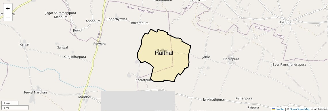 Location Map of Raithal, Jaipur