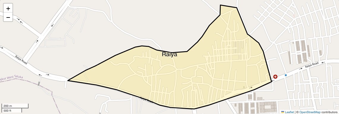 Location Map of Raiya, Rajkot