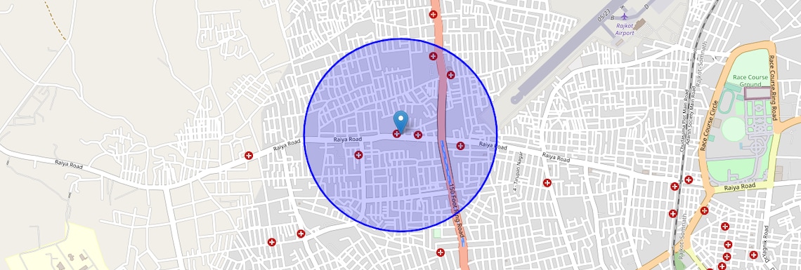 Location Map of Raiya, Rajkot