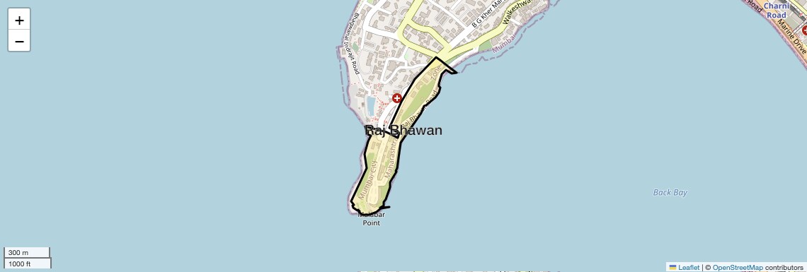 Location Map of Raj Bhawan, Mumbai