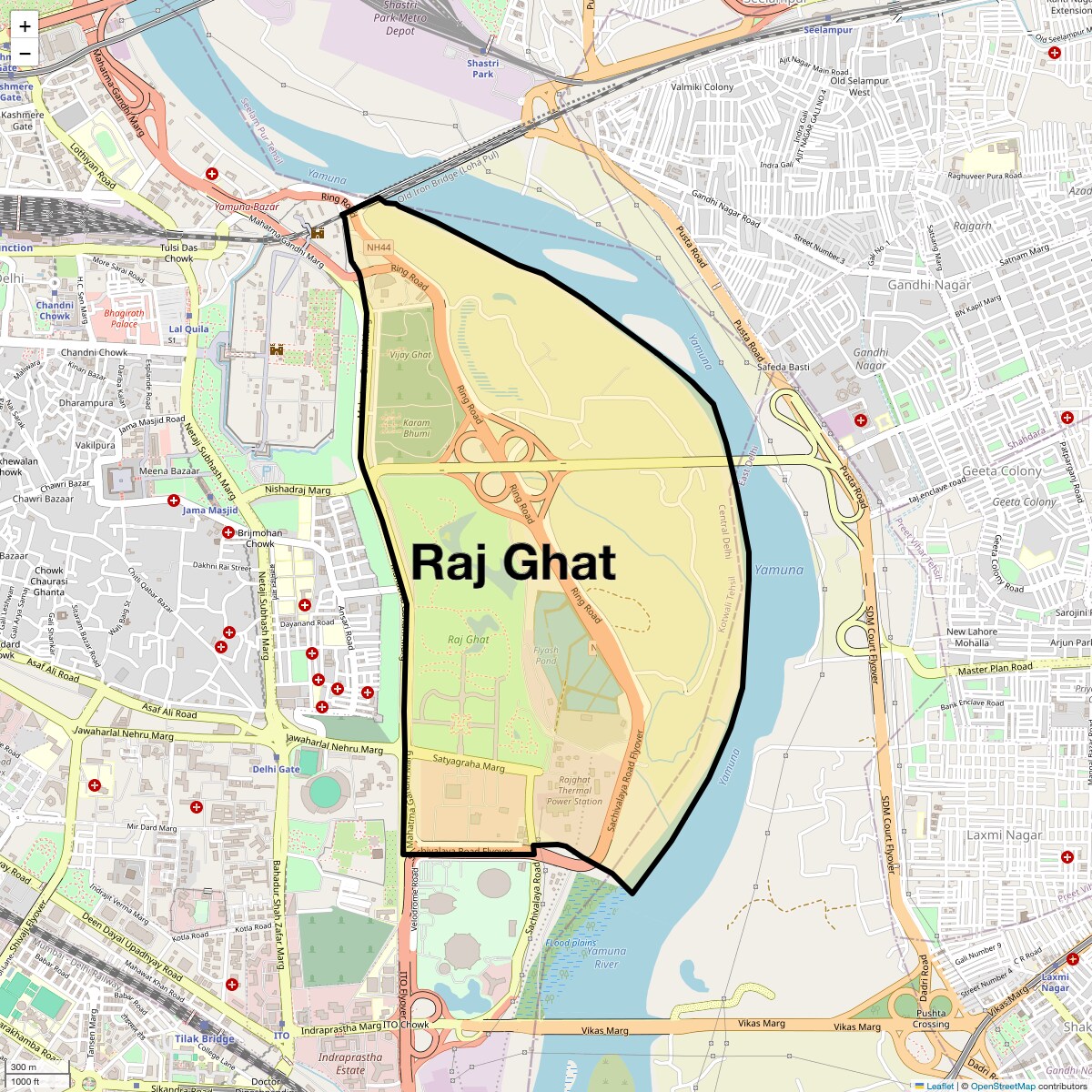 Location Map of Raj Ghat, Delhi