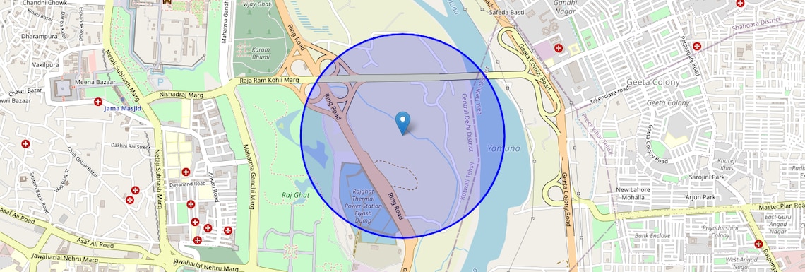 Location Map of Raj Ghat, Delhi