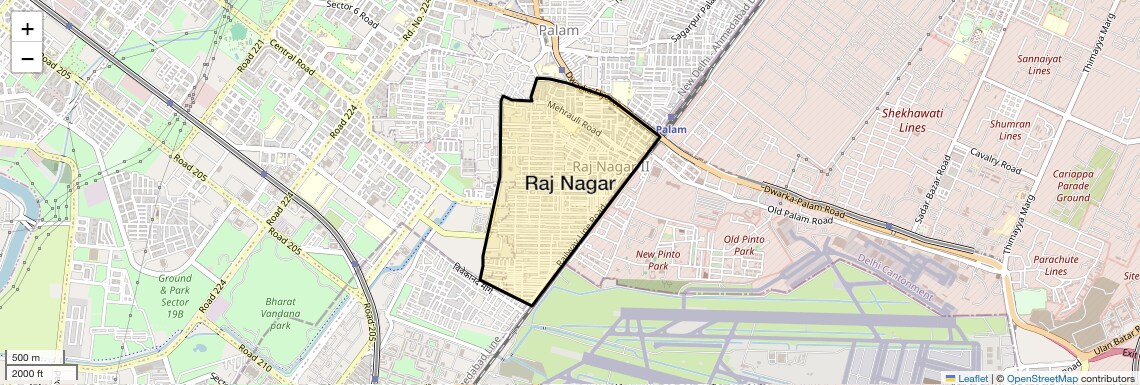 Location Map of Raj Nagar, Delhi
