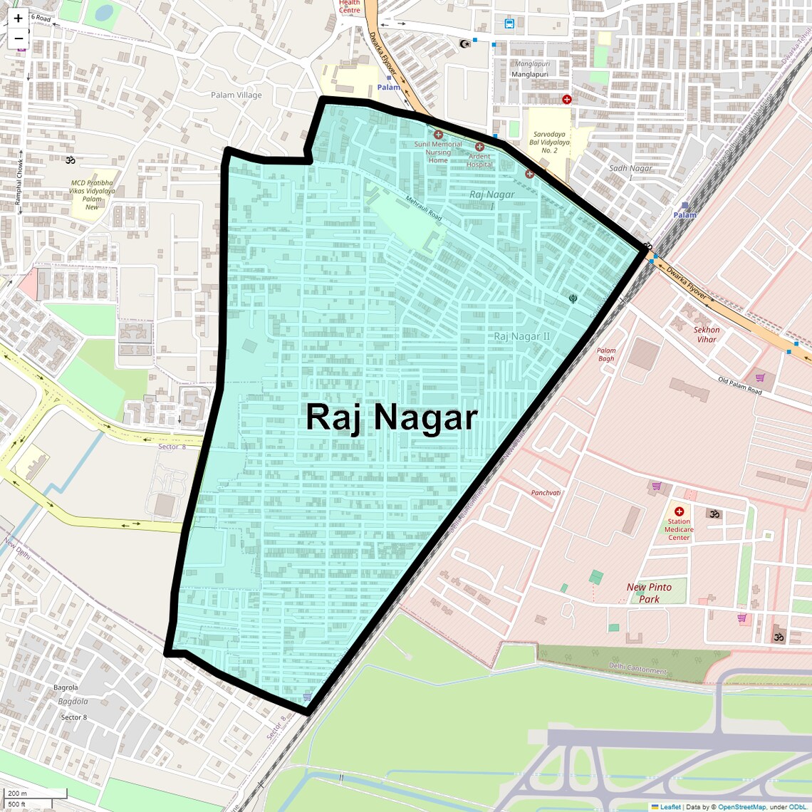 Location Map of Raj Nagar, Delhi