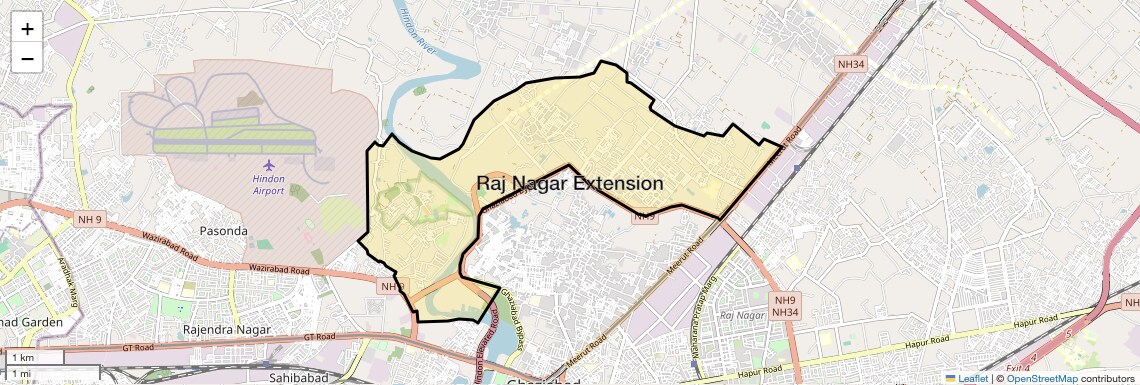 Location Map of Raj Nagar Extension, Ghaziabad