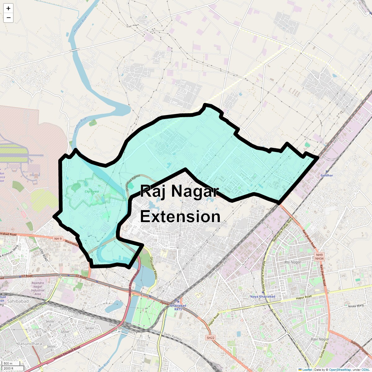 Location Map of Raj Nagar Extension, Ghaziabad