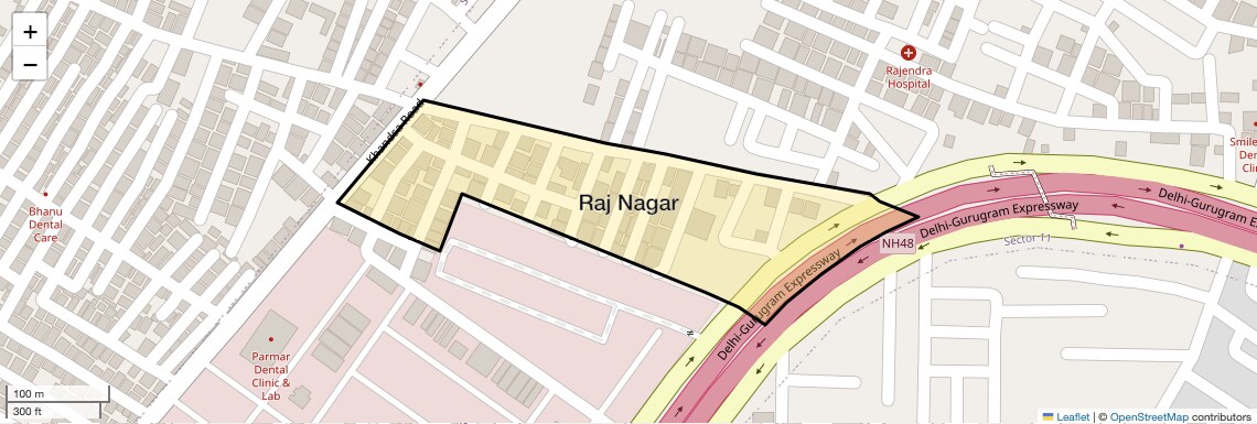 Location Map of Raj Nagar, Gurgaon