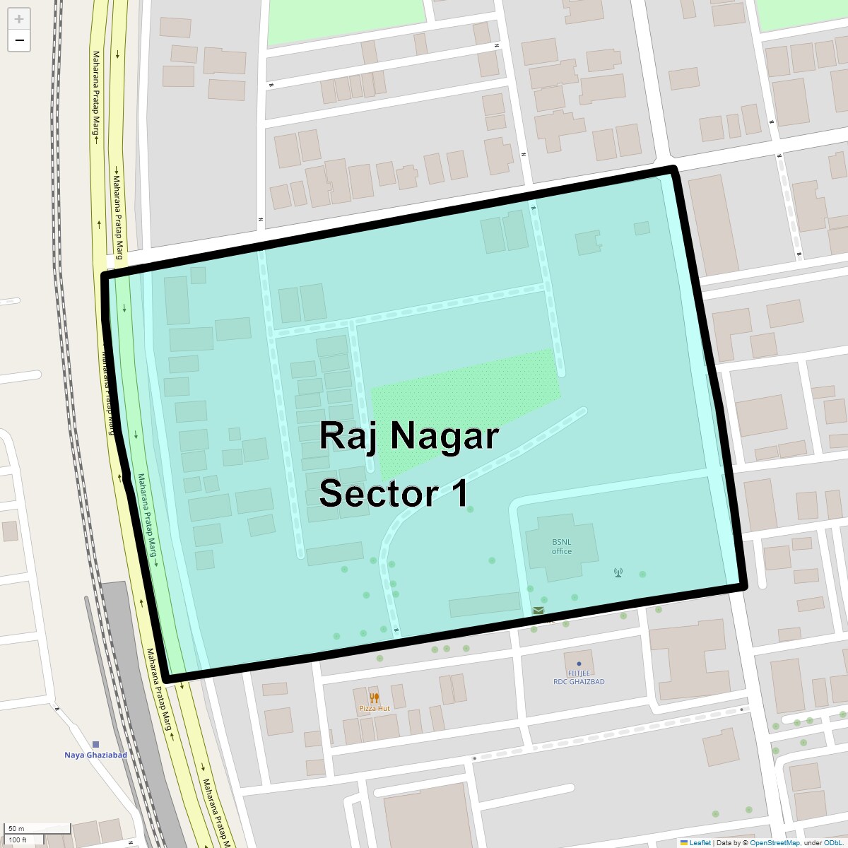 Location Map of Raj Nagar Sector 1, Ghaziabad