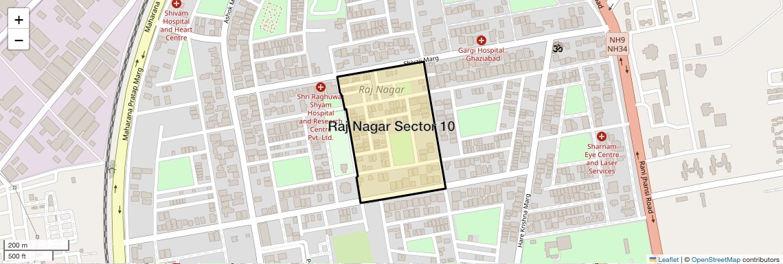 Location Map of Raj Nagar Sector 10, Ghaziabad