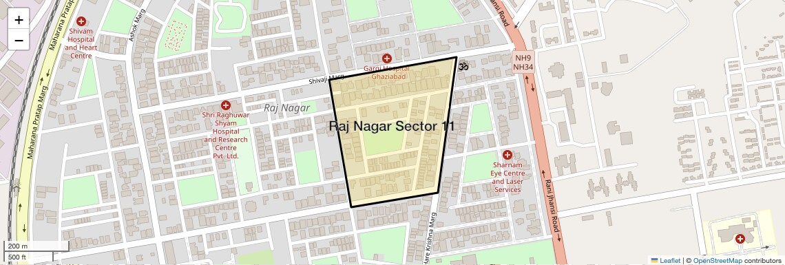Location Map of Raj Nagar Sector 11, Ghaziabad