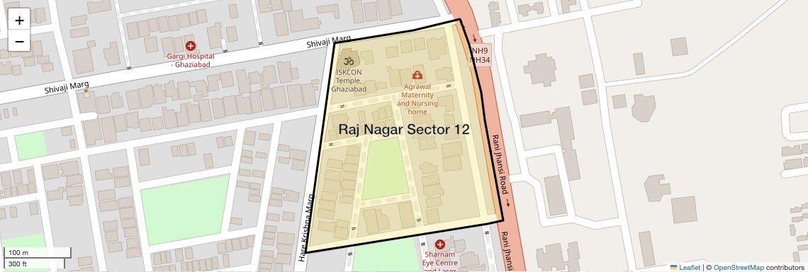 Location Map of Raj Nagar Sector 12, Ghaziabad