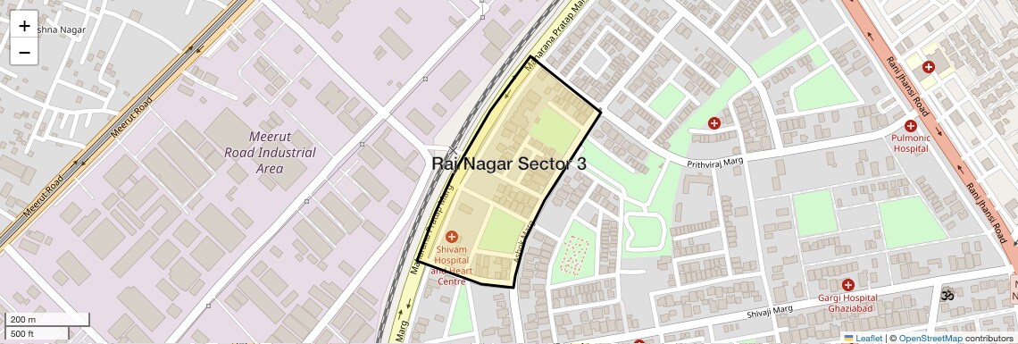 Location Map of Raj Nagar Sector 3, Ghaziabad