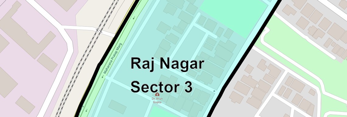 Location Map of Raj Nagar Sector 3, Ghaziabad