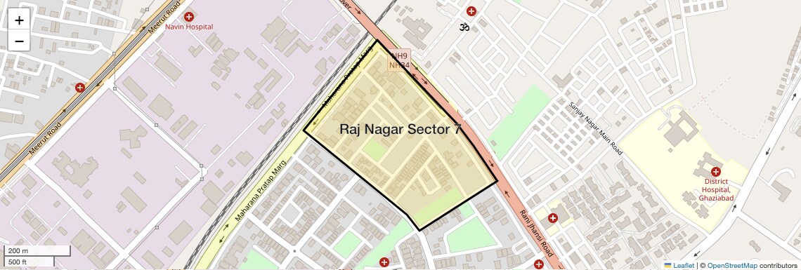 Location Map of Raj Nagar Sector 7, Ghaziabad