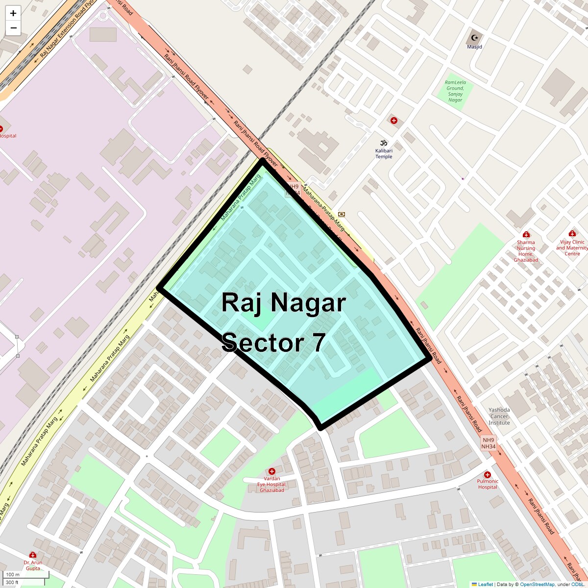 Location Map of Raj Nagar Sector 7, Ghaziabad