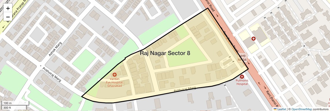 Location Map of Raj Nagar Sector 8, Ghaziabad