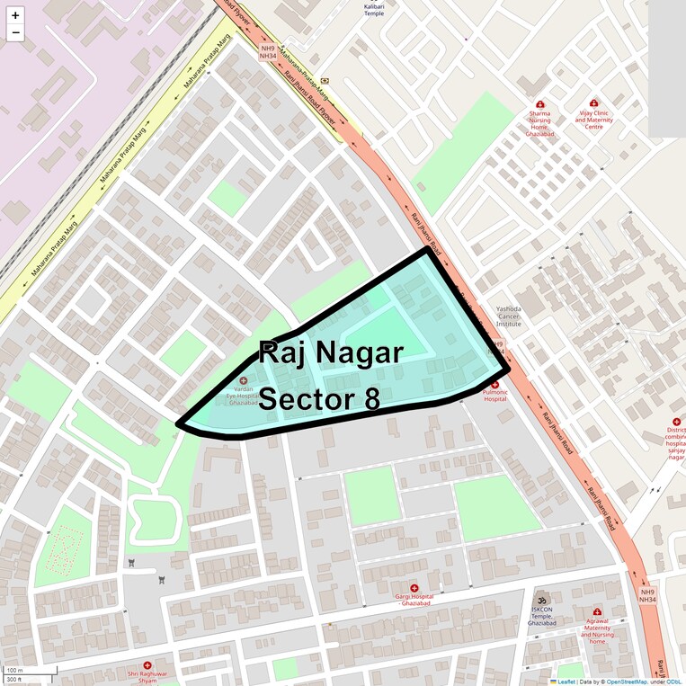 Location Map of Raj Nagar Sector 8