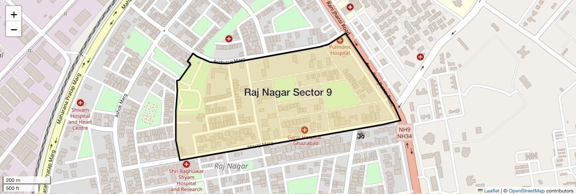 Location Map of Raj Nagar Sector 9, Ghaziabad