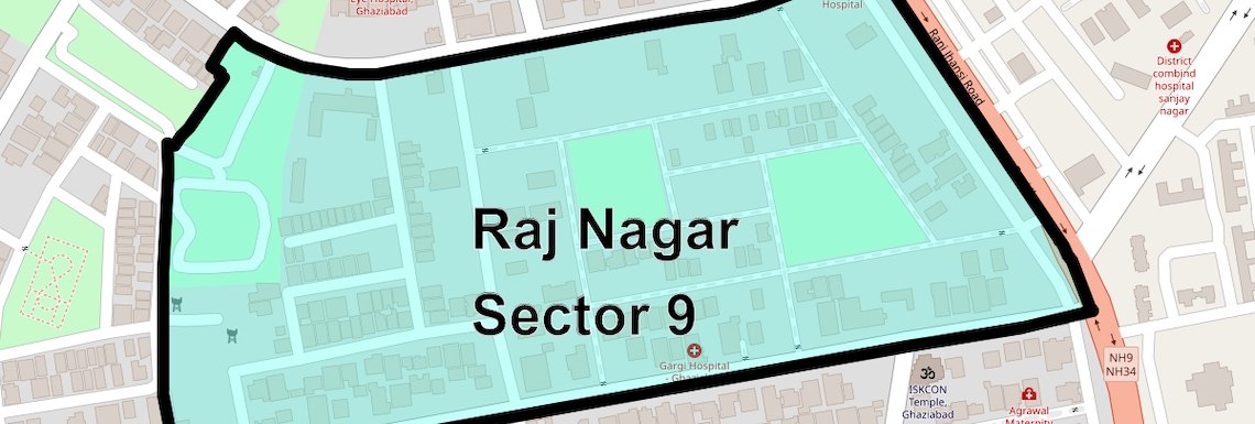 Location Map of Raj Nagar Sector 9, Ghaziabad