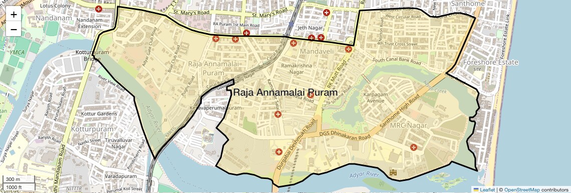 Location Map of Raja Annamalai Puram, Chennai