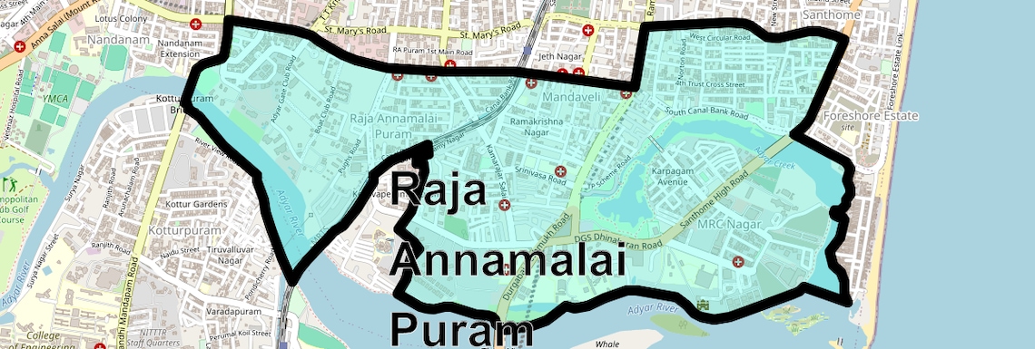 Location Map of Raja Annamalai Puram, Chennai