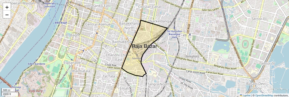Location Map of Raja Bazar, Kolkata