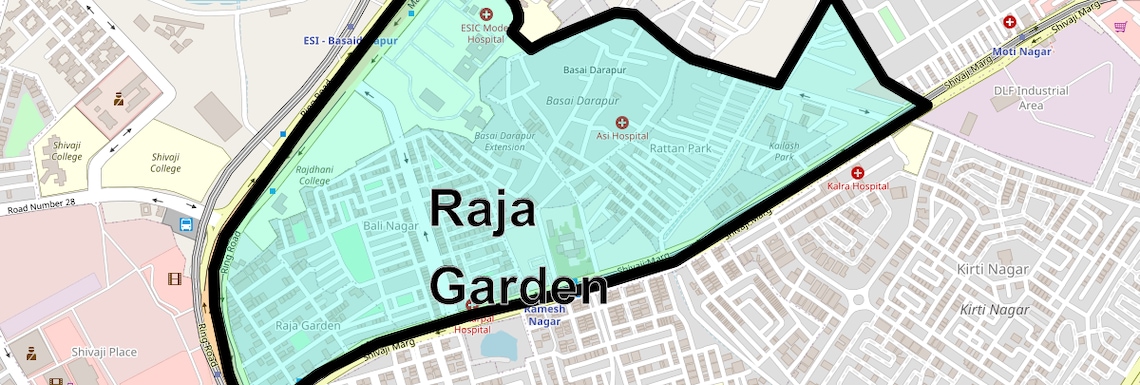 Location Map of Raja Garden, Delhi