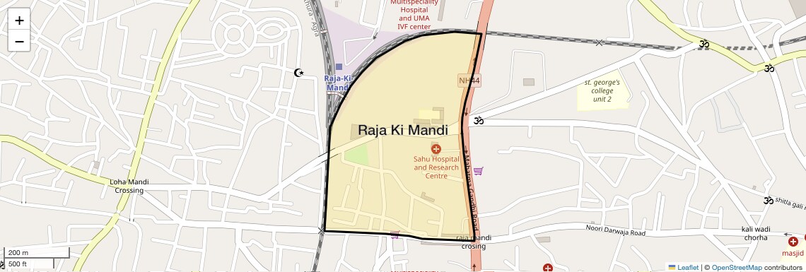Location Map of Raja ki Mandi, Agra
