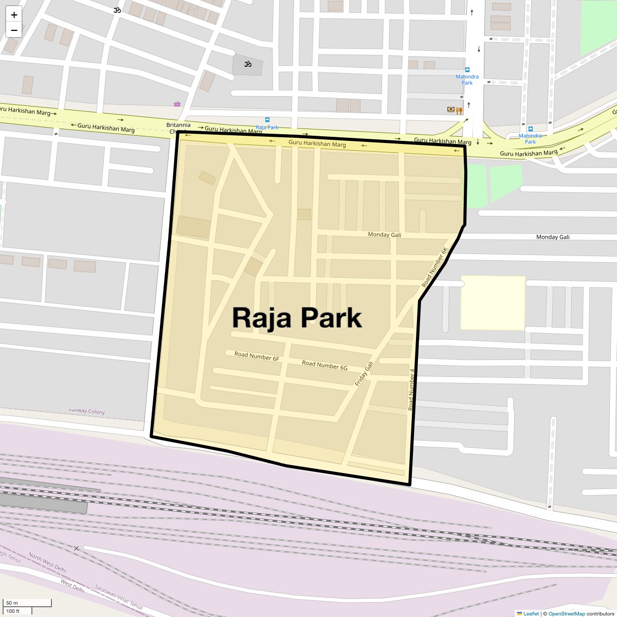 Location Map of Raja Park, Delhi