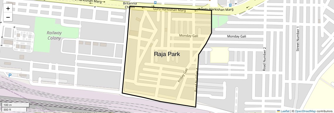 Location Map of Raja Park, Delhi