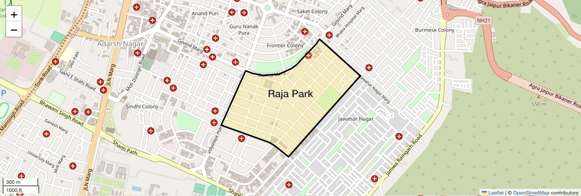 Location Map of Raja Park, Jaipur