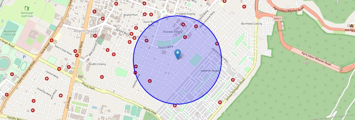 Location Map of Raja Park, Jaipur