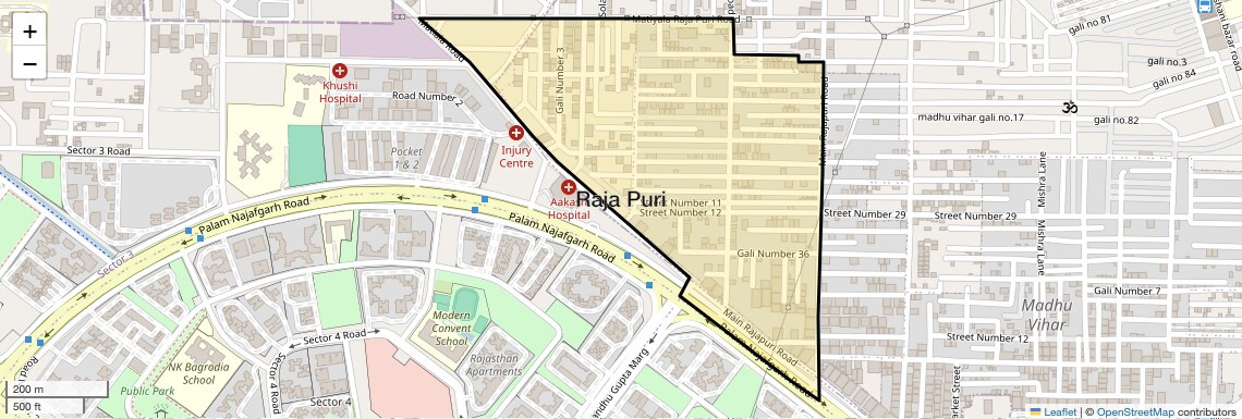 Location Map of Raja Puri, Delhi
