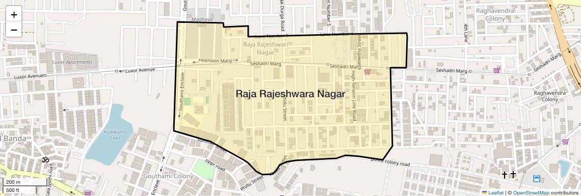 Location Map of Raja Rajeshwara Nagar, Hyderabad