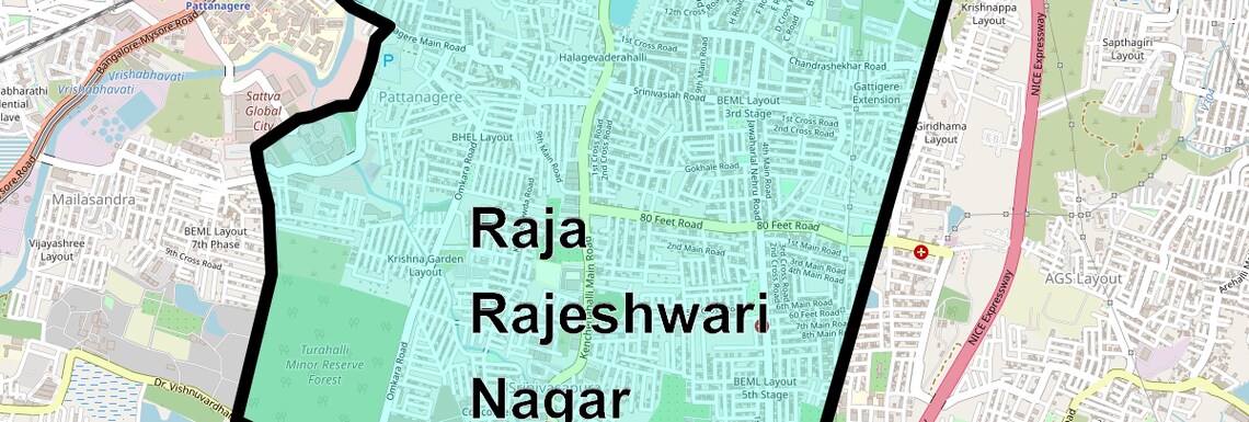 Location Map of Raja Rajeshwari Nagar, Bangalore