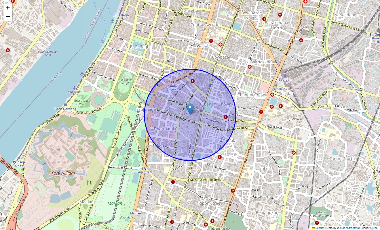 Location Map of Raja Santosh Road, Kolkata