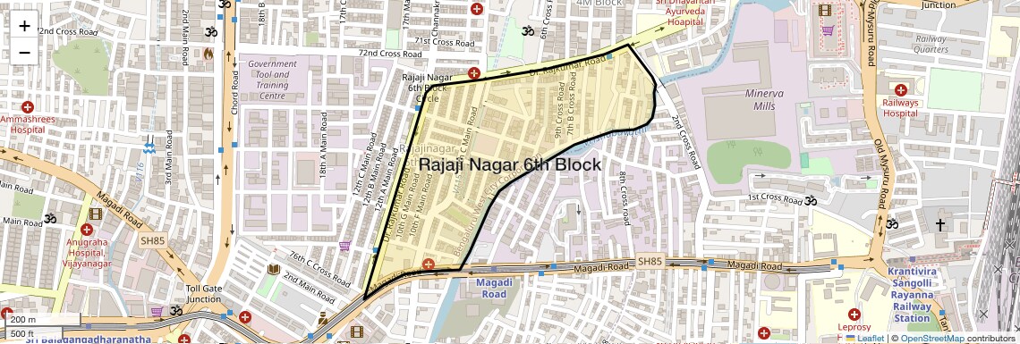 Location Map of Rajaji Nagar 6th Block, Bangalore
