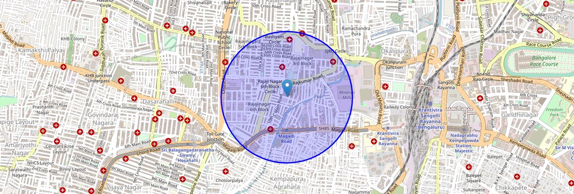 Location Map of Rajaji Nagar 6th Block, Bangalore