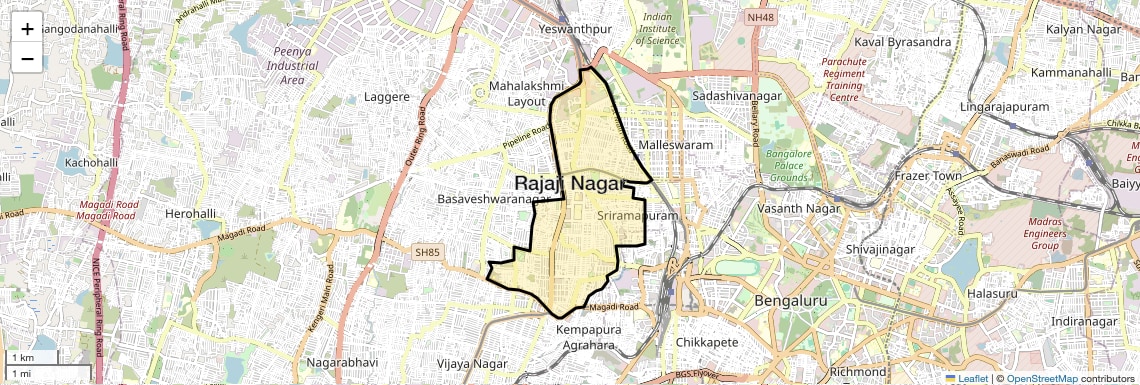 Location Map of Rajaji Nagar, Bangalore