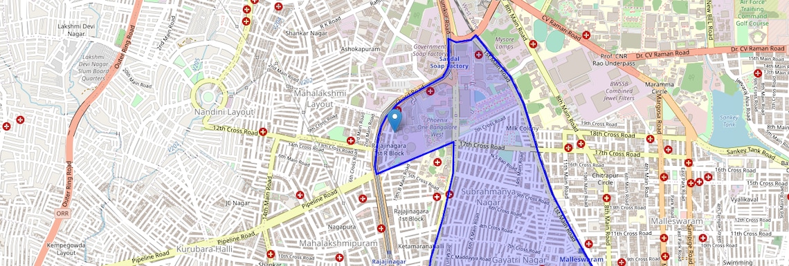 Location Map of Rajaji Nagar, Bangalore