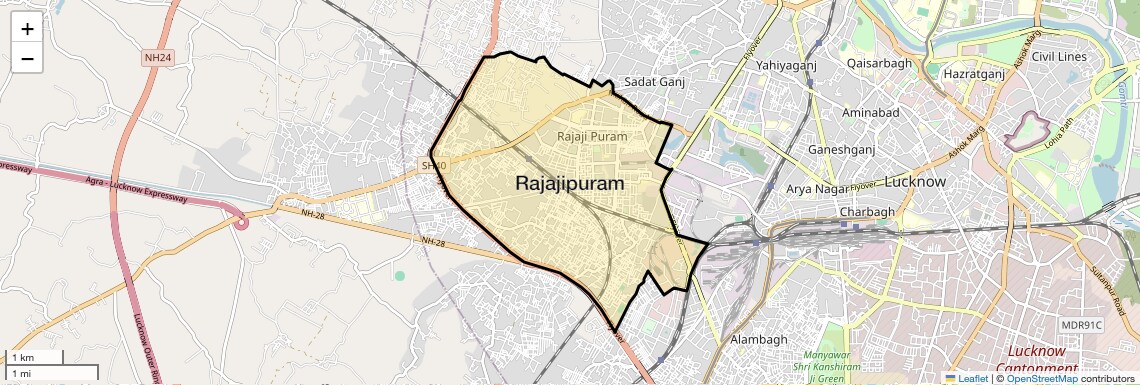 Location Map of Rajajipuram, Lucknow