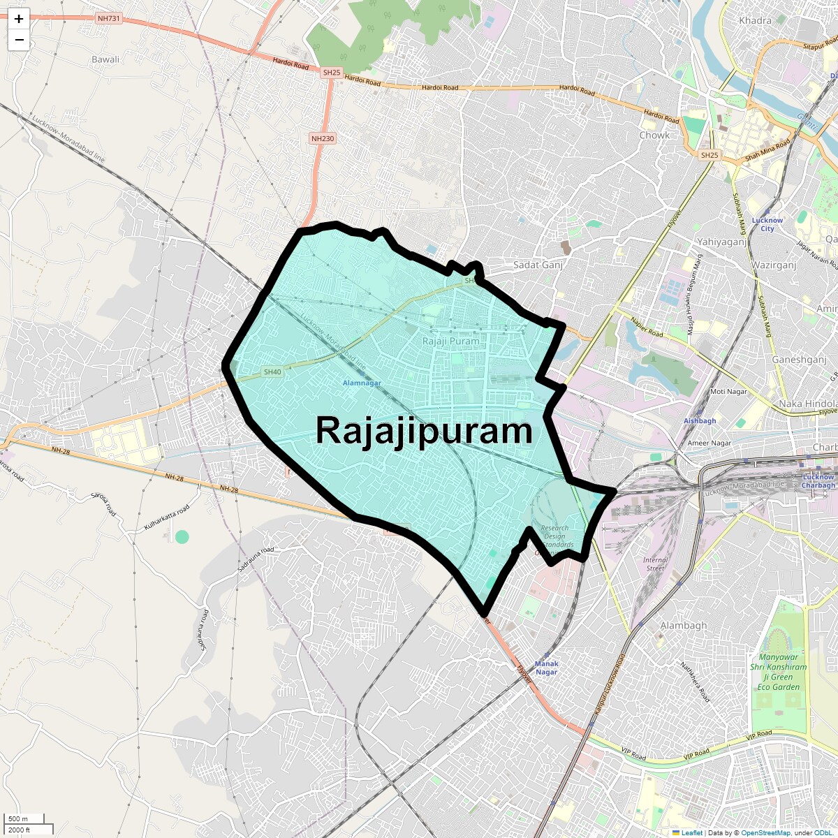 Location Map of Rajajipuram, Lucknow